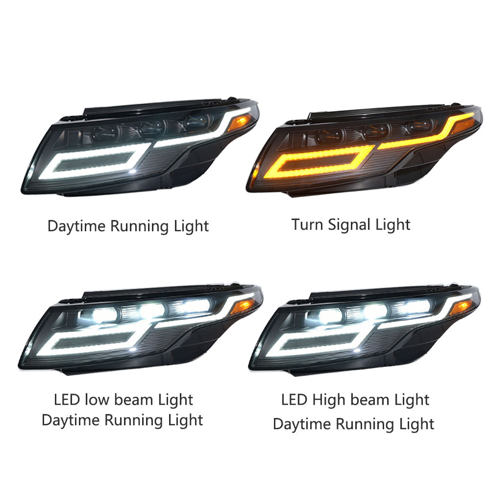 Modified for 2011-2015 2016-2019 Range Rover Evoque L538 Headlight Lamp Light halogen Bi-Xenon AFS  upgrade led headlight daytime running light turn signal  light