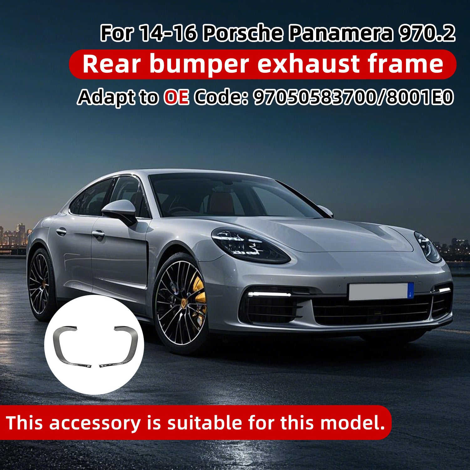 Porsche Panamera 970  2014-2016  rear left muffler trim 97050583700/8001E0