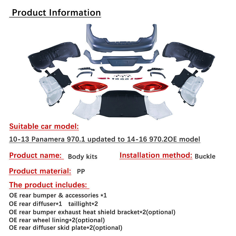 Porsche Panamera 10-13 970.1 upgrade to 14-16 970.2 OE rear bumper model body kits (8596477411516)