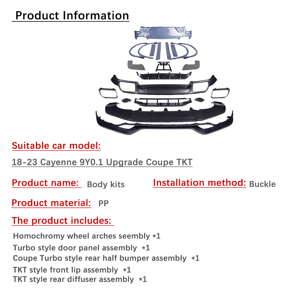 Porsche Cayenne 18-23 9Y0.1 Upgraded Coupe TKT sport front/rear model bodykits (8596447199420)