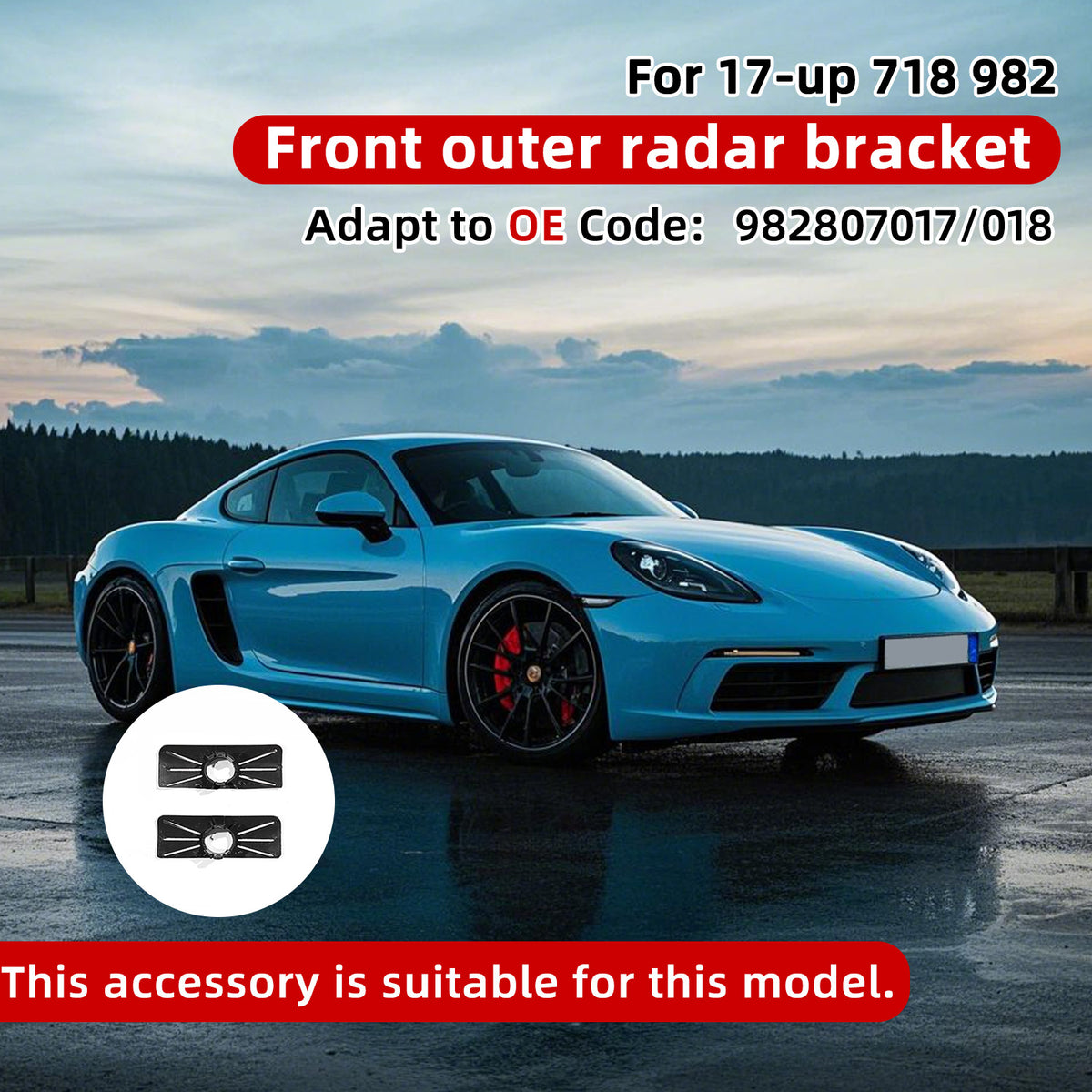 Porsche 718 Boxster and Cayman (982) 2017–front parking radar bracket 982807017 / 982807018 – product image 5