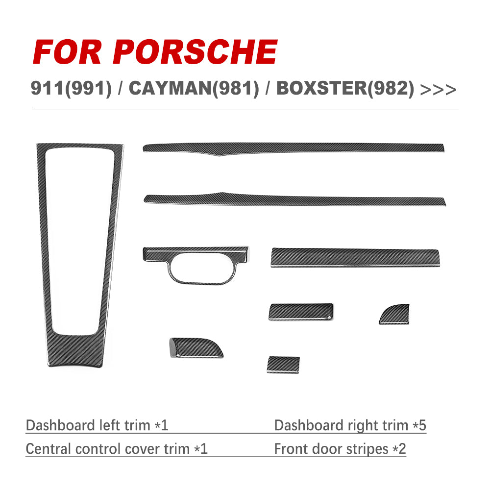 Porsche 911-991 /Cayman 981/ B o x s t er (982)2012-  dashboard trim front door stripes  Carbon Fiber interior kits (8596532822204)