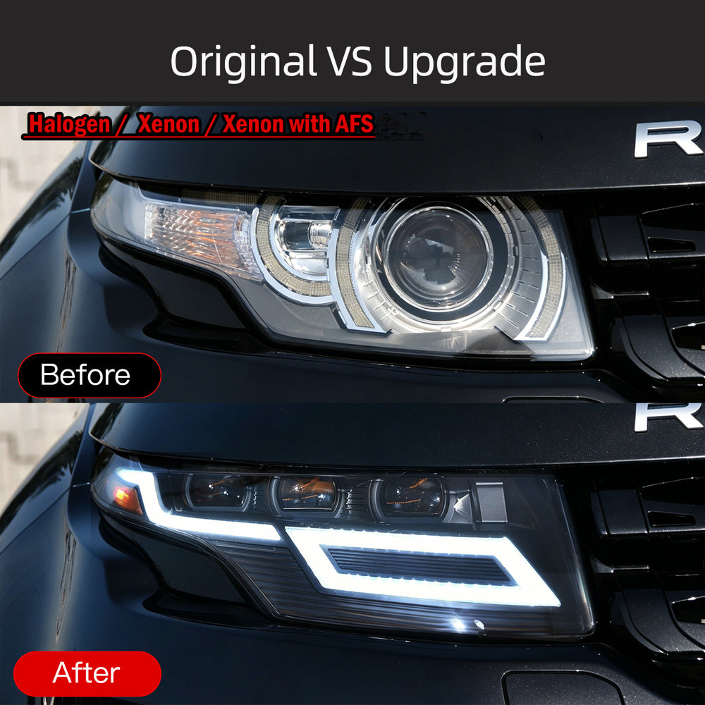 Modified for 2011-2015 2016-2019 Range Rover Evoque L538 Headlight Lamp Light halogen Bi-Xenon AFS  upgrade led headlight daytime running light turn signal  light